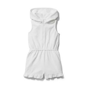JANIE AND JACK Girl's White Hooded Terry Cloth Summer Romper Swim Cover Up 4T